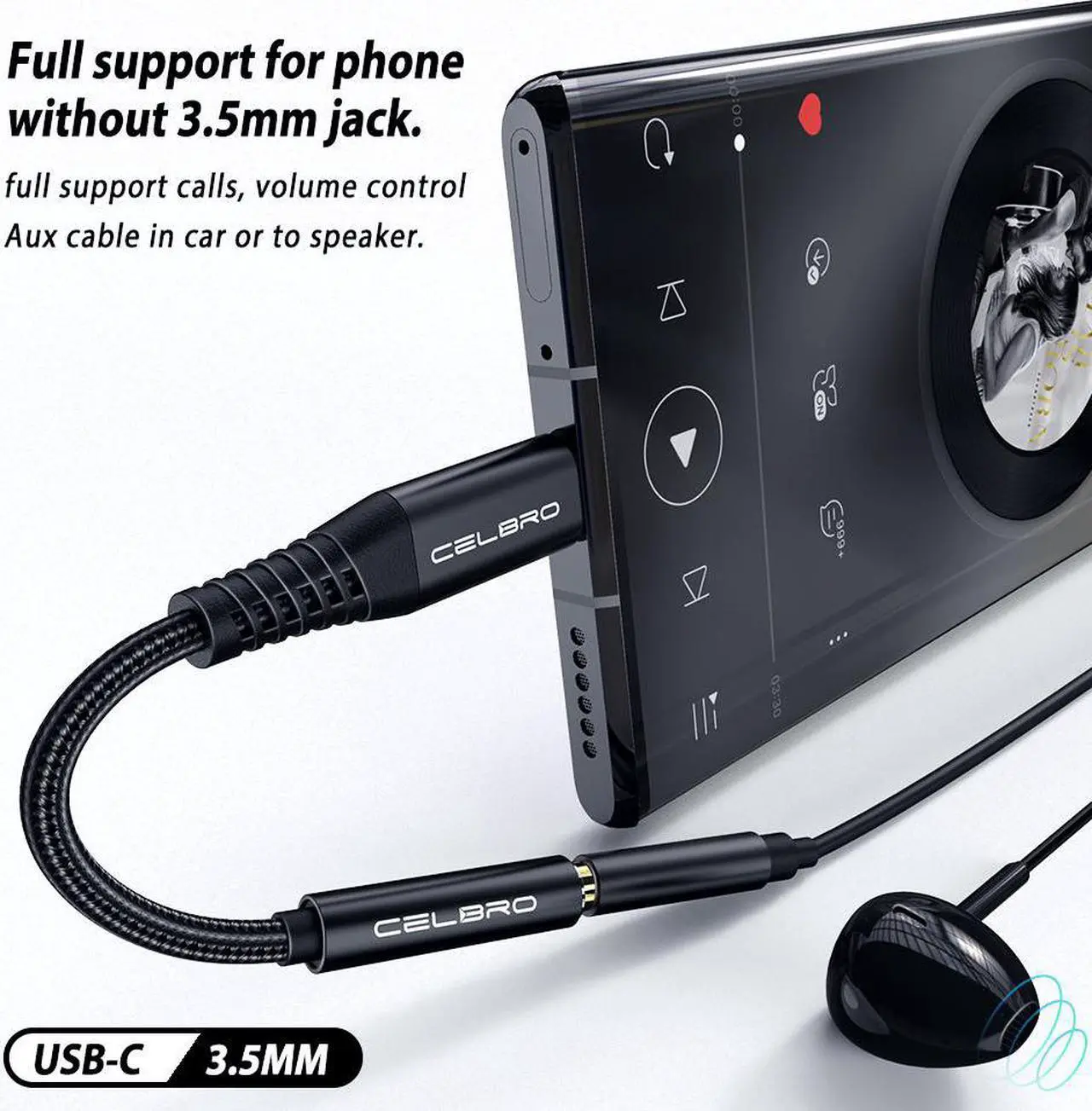Alt view image 3 of 5 - 2pack 3.5mm Audio Cable 3.5 Jack For Note 10 9 S10 7t Pro Mi 9 8 Usb Type C To 3.5 Mm AUX Headphone Jack Adapter