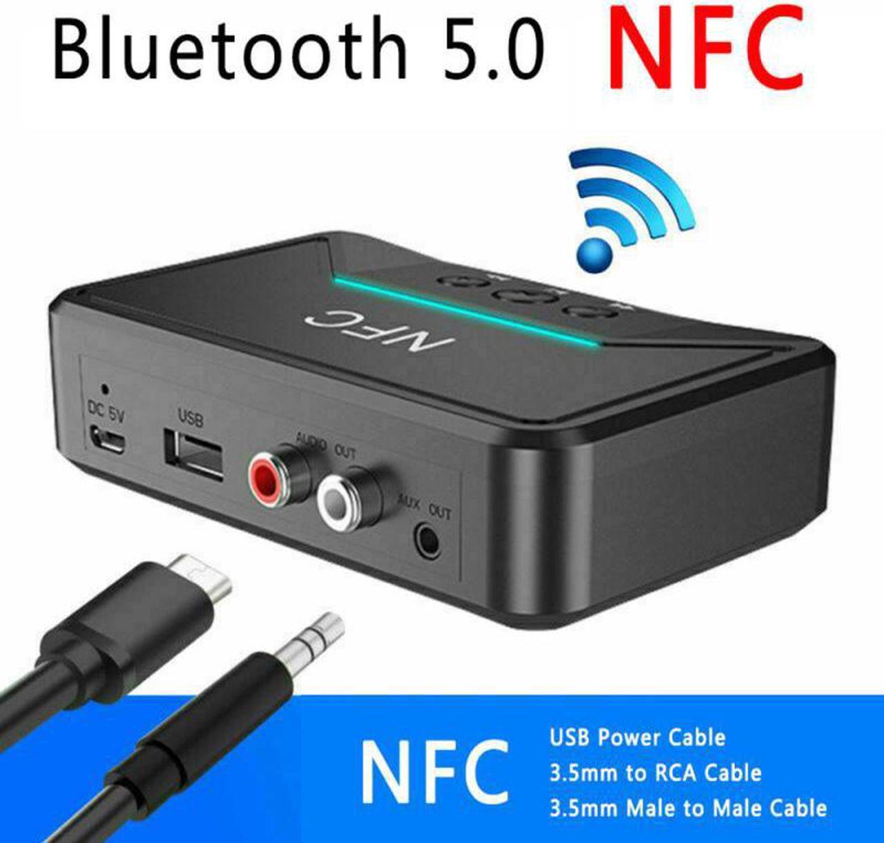 5.0 Audio Receiver Adapter NFC 3.5mm RCA AUX Output Wireless  Aux Stereo Receptor For Amplifier Speaker