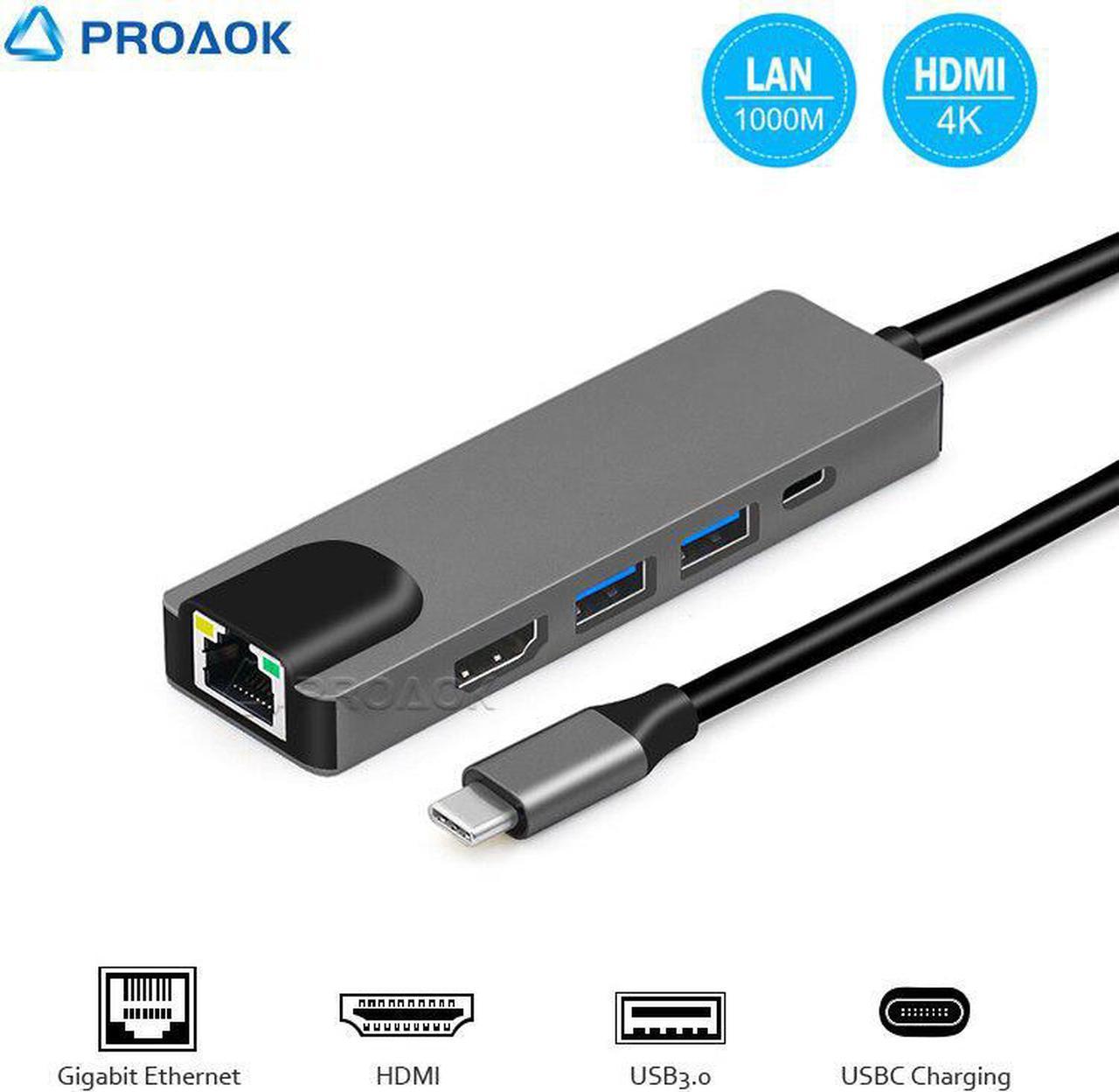 Type C to Gigat Ethernet Hub For Macbook Pro Type-C to Multi  3.0 Hab 4K HDMI Adapter For Thuderbolt 3 PC Accessories