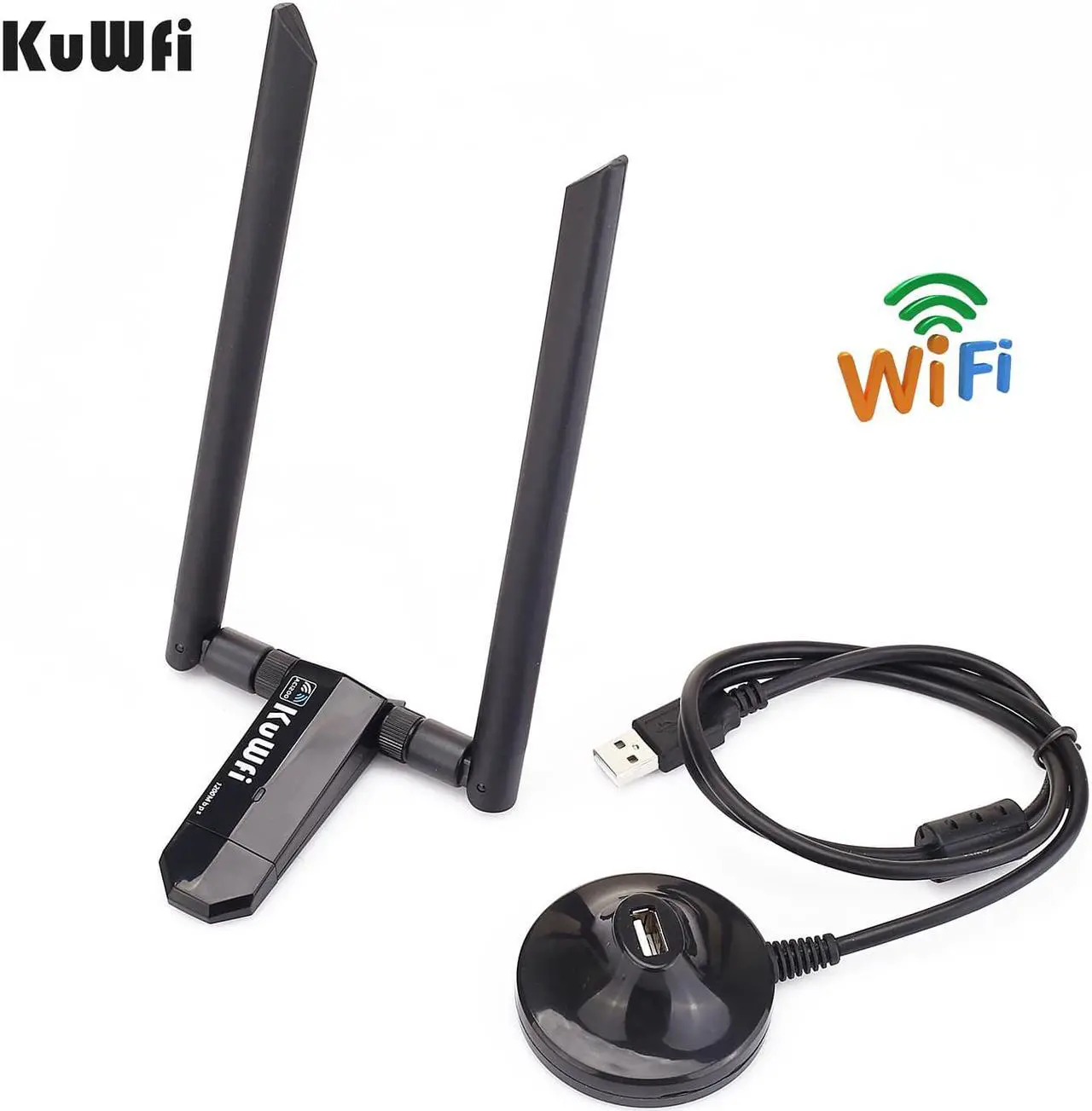 Alt view image 3 of 5 - 1200Mbps Wireless USB Network Card USB3.0 Dual Band 2.4G&5.8G Wifi Receiver&Wireless Adapter for PC With 2Pcs Antennas