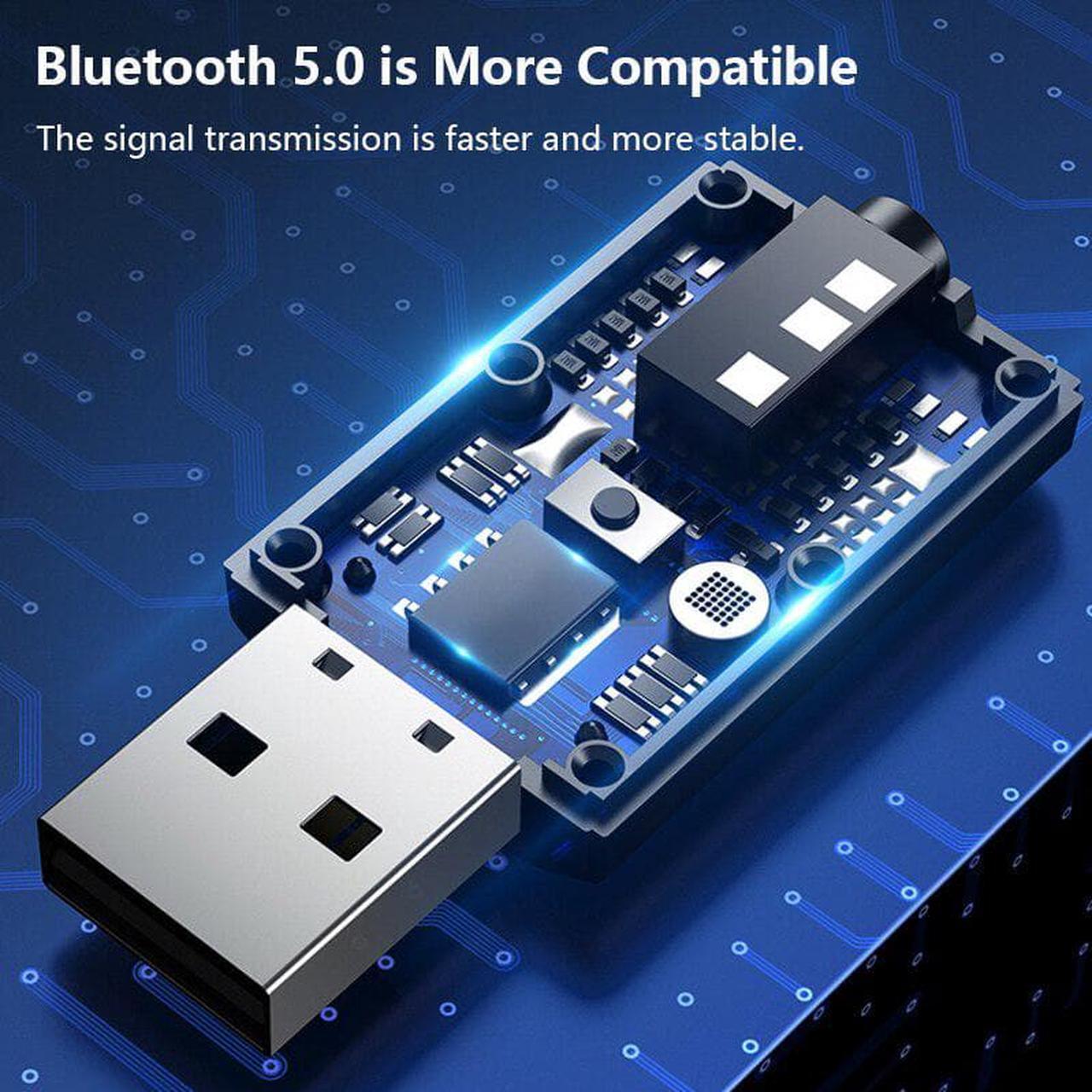 Alt view image 2 of 5 - Audio Adapter Bluetooth 5.0 Audio Transmitter Receiver USB Adapter Bluetooth USB Adapter For TV PC Car AUX Speaker
