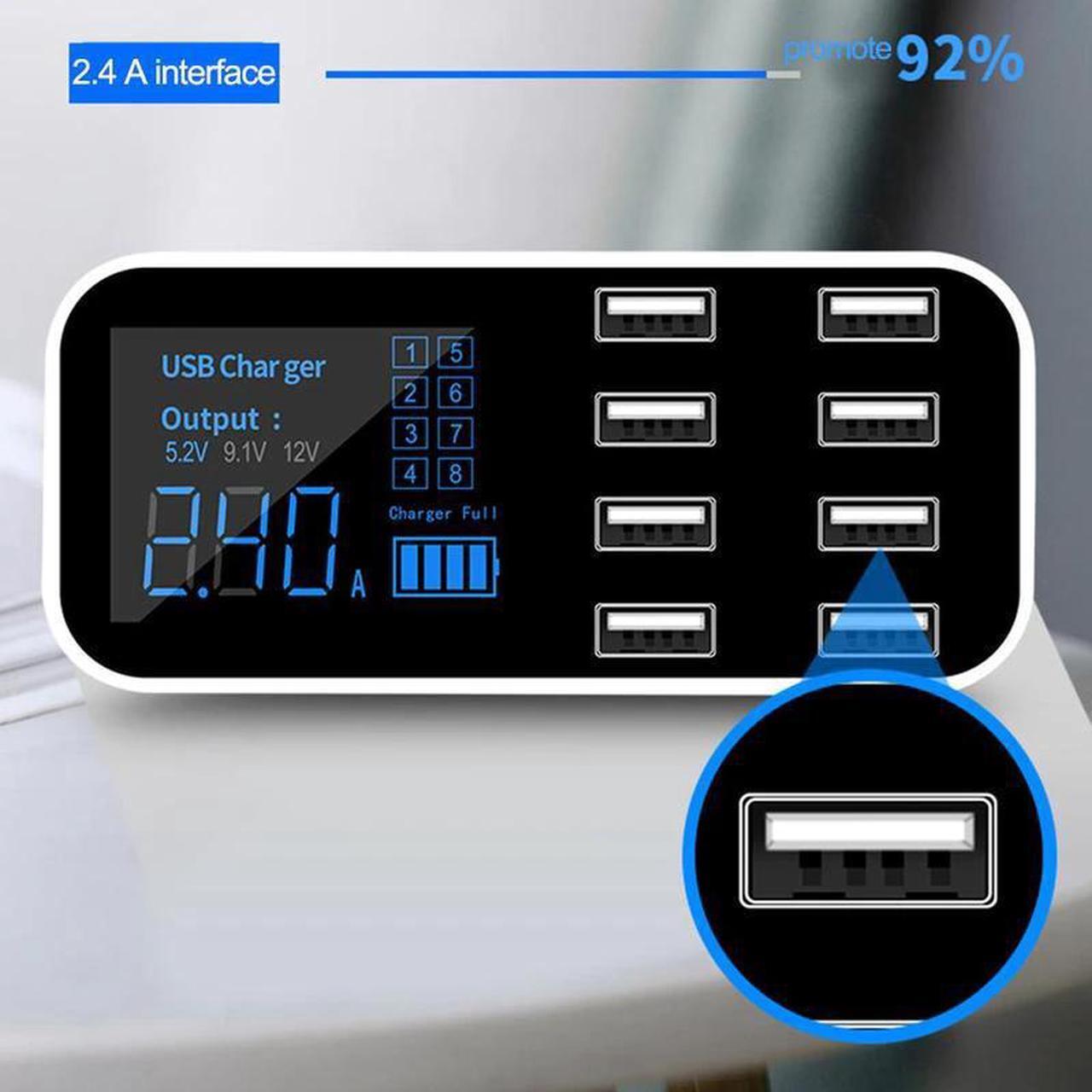 Alt view image 3 of 5 - 8 Ports USB Car Charger HUB QC 3.0 Quick Charger with LCD Voltage Display Multiple USB3.0 Charging Dock Station for Mole Phone