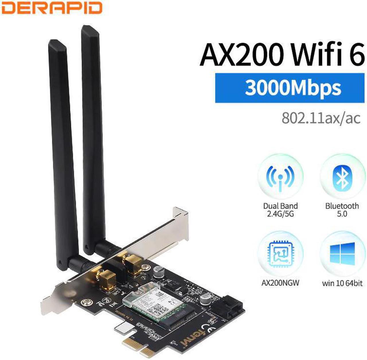 70pcs Dual Band PCIe Wifi Card Gigabit Network Card Bluetooth 5.0 Wi-Fi 6 AX200 Wireless Adapter For Pc Desktop Windows 10