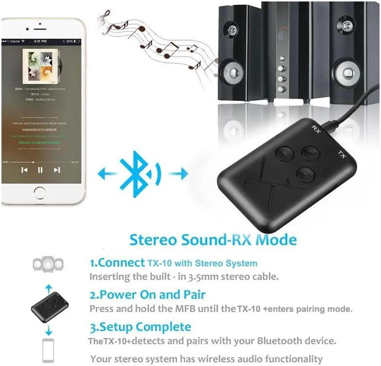 Alt view image 3 of 5 - Wireless Transmitter Receiver 2 IN 1 3.5mm Jack Audio Music Stereo Bluetooth Adapter Transmitter For TV Receptor For Car