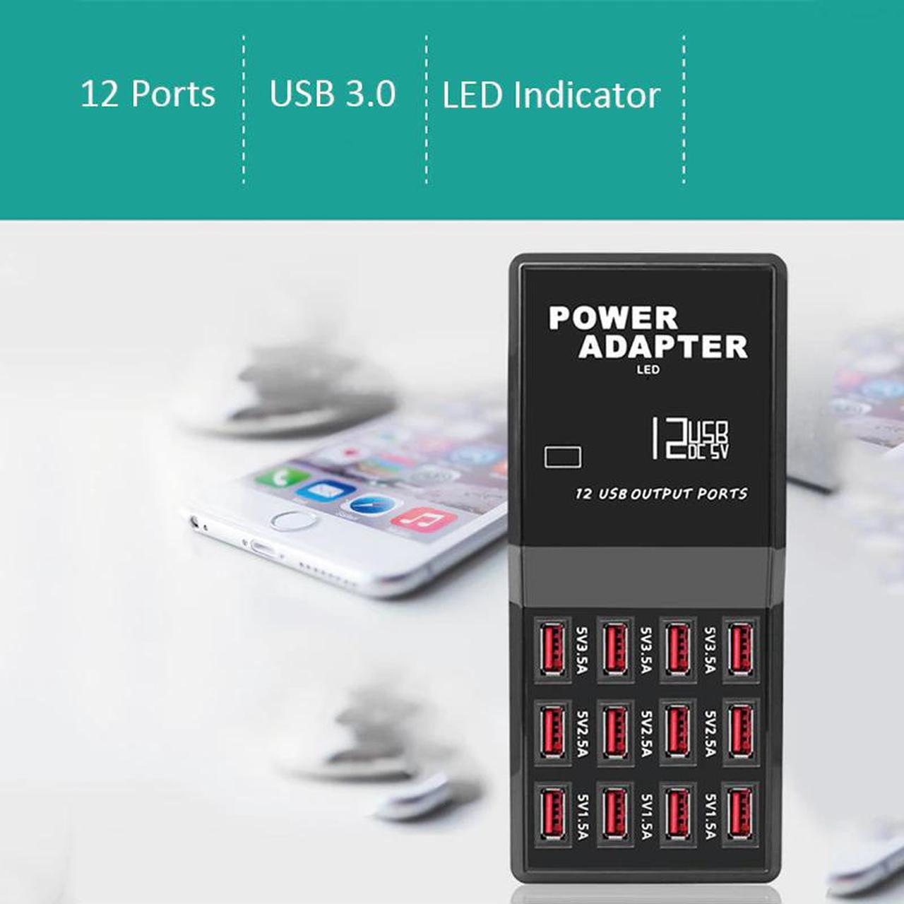 Alt view image 4 of 5 - 12 Ports USB Hub 3.0 Multi Port USB Charger Hub Charging Station Dock For Ipad Pro  S9 S10 + Multiple Devices
