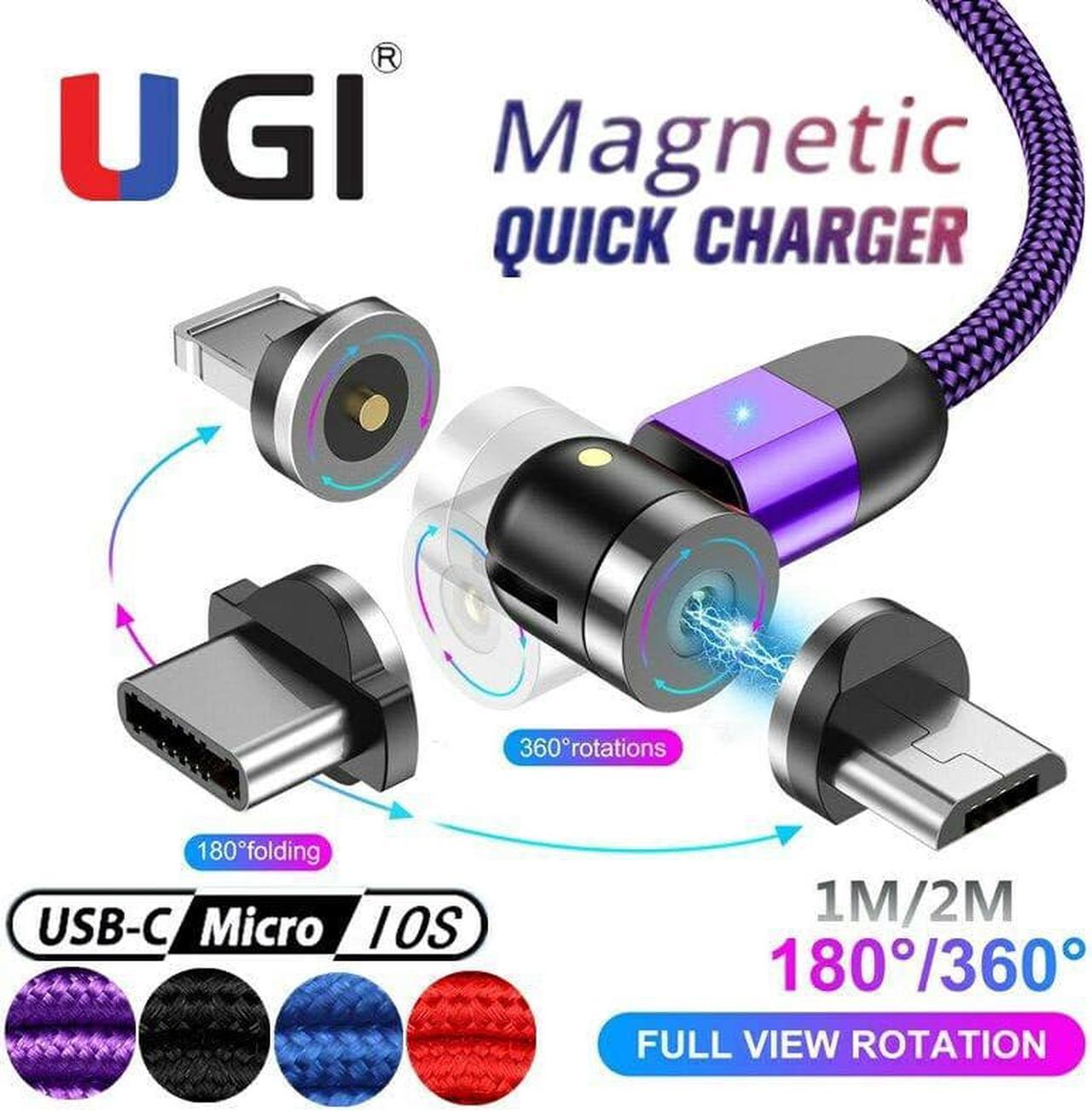 1M/2M Magnetic Cable Fast Charge 540° 180°/360° Rotating Cord For Lighting Port Micro USB Type C USB C Android Tablet laptop