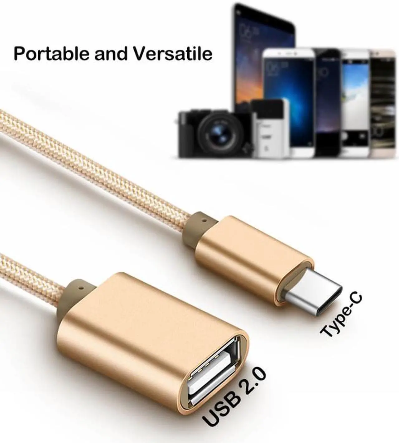 Alt view image 4 of 5 - OTG Adapter Cable for Galaxy S10 Note 10 Lite M11 M21 M31 M30S M30 M40 A5 A7 2017 A8 A9 2018 Type C USB OTG Cable