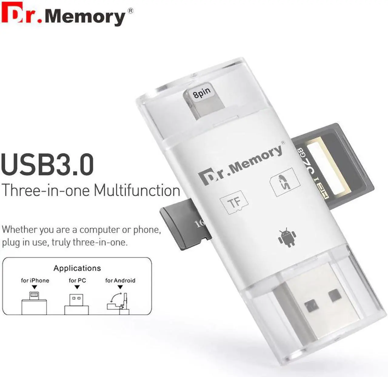 Main image of card reader for Apple iphone 6s 7 plus Pendrive metal Expansion Android phone OTG memory card reader usb3.0