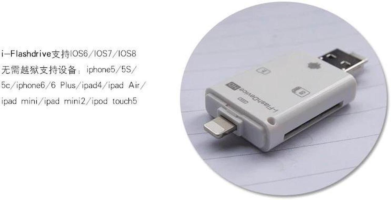 Alt view image 4 of 4 - Flash Drive SD TF Card Reader For iPhone pro 11 8 X 7 6s 6 Plus 5 s iPad 4 Air Mini 2 3 for IOS 12