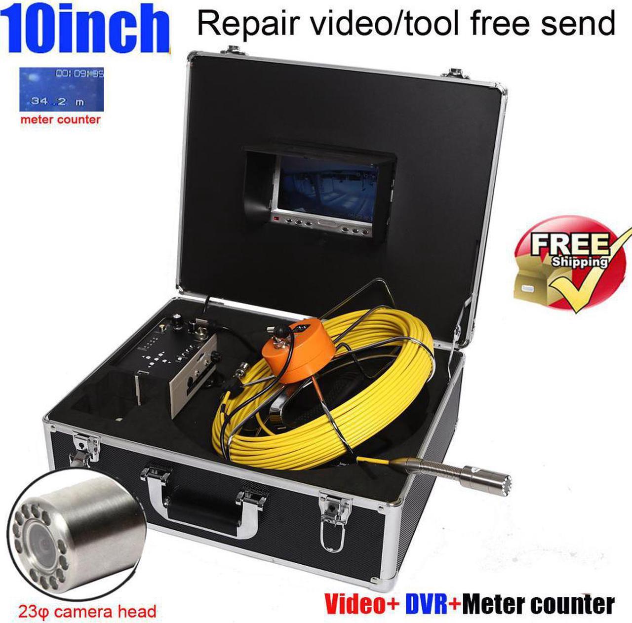 10inch meter counter DVR Snake Video Endoscope Camera Pipe Drain Sewer Well Wall Underwater Inspection Camera System