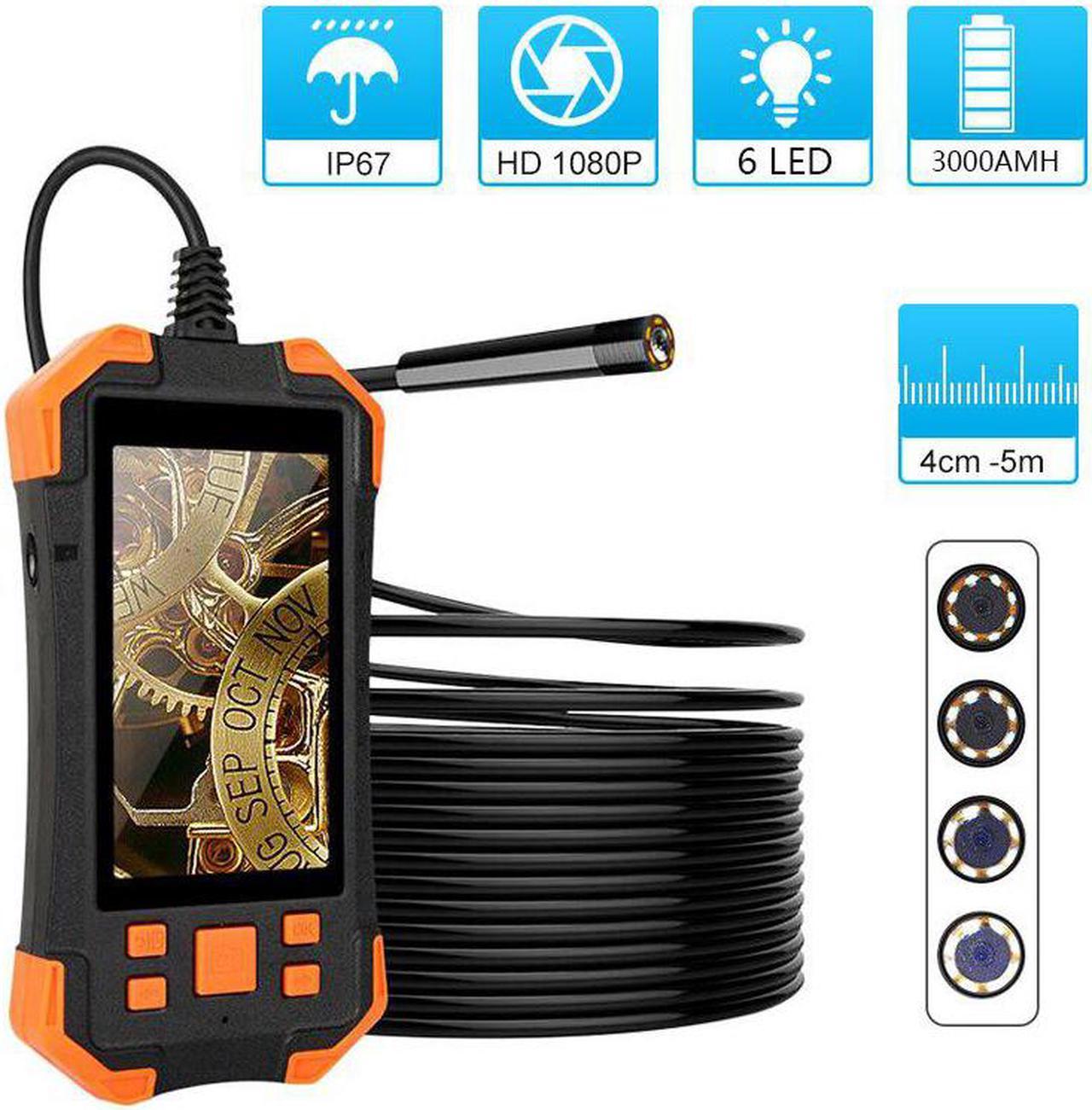 2.0MP Handheld Inspection Camera IP67 Waterproof Probe Semi-Rigid Snake Camera 5.5mm 1080P HD 4.3"LCD Digital Inspection Camera