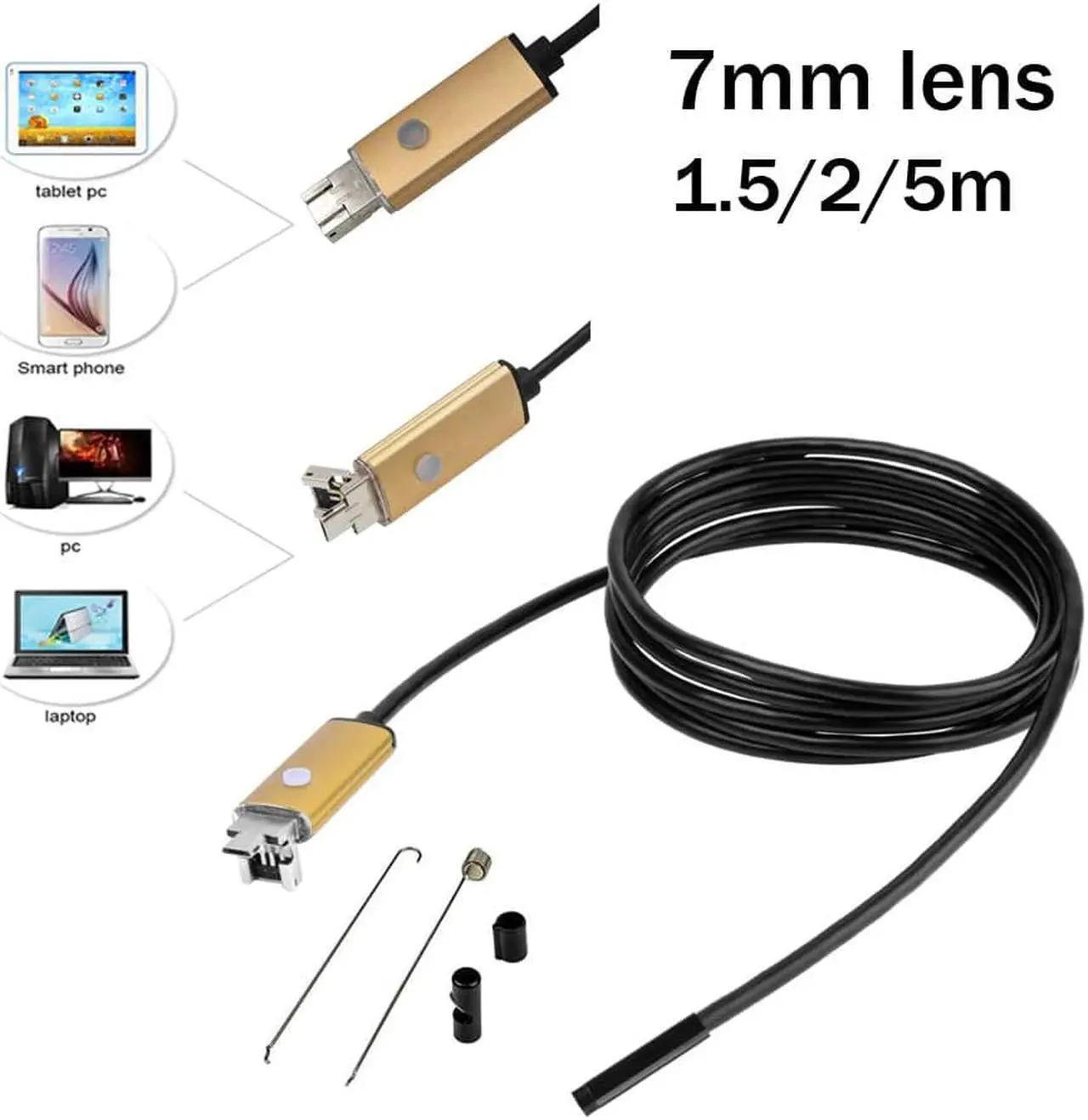 Main image of 7mm lens 1M 1.5M 2M USB Cable Waterproof 6LED Android Endoscope 1/9 CMOS USB Endoscope Inspection Camera Borescope(5-20pcs)