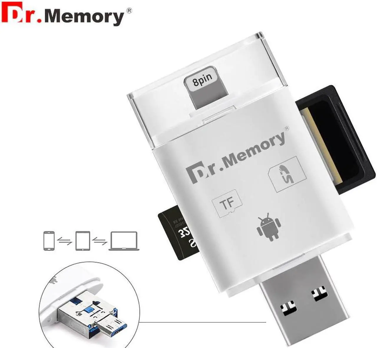 Alt view image 4 of 5 - card reader for Apple iphone 6s 7 plus Pendrive metal Expansion Android phone OTG memory card reader usb3.0