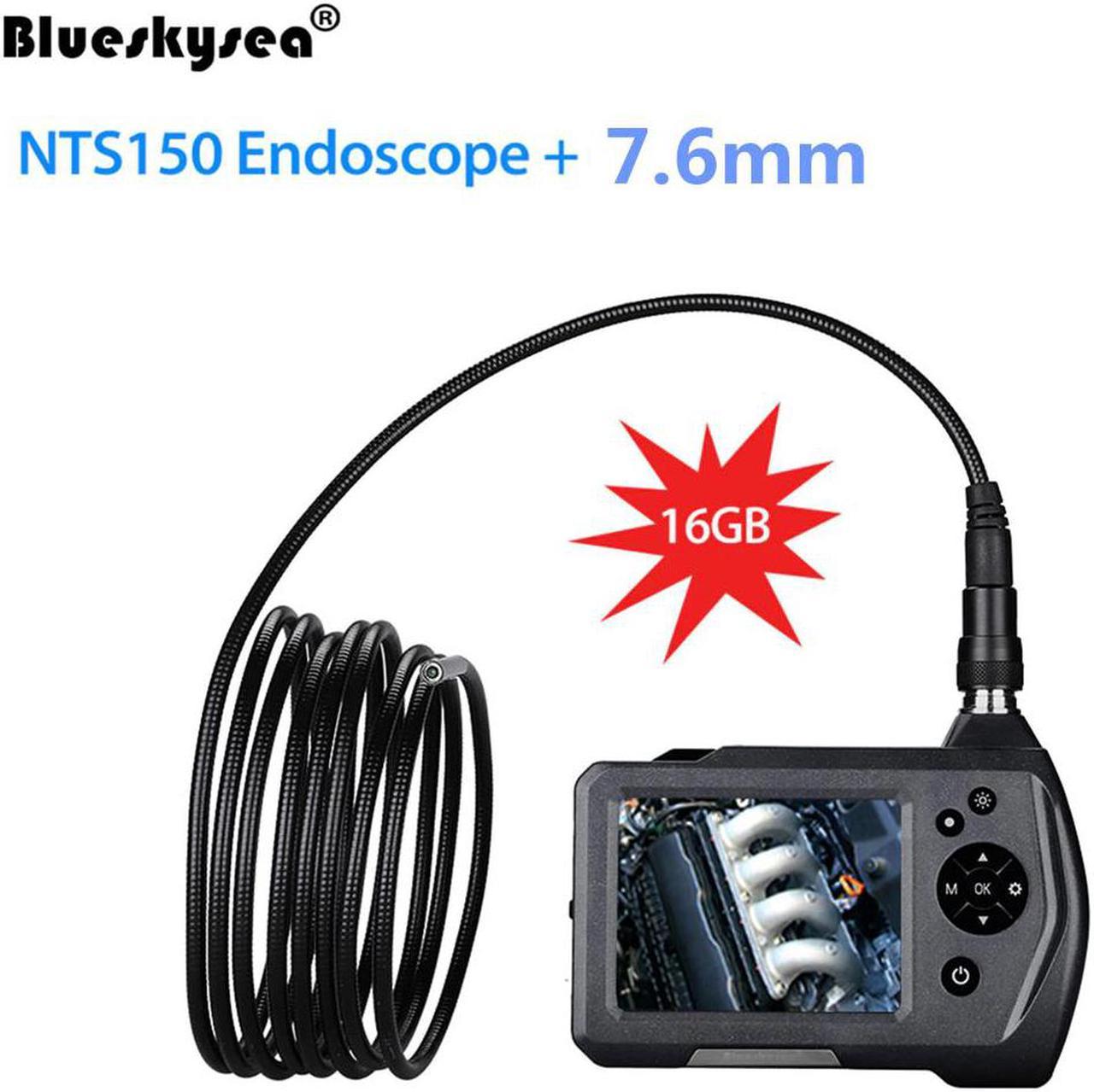 7.6mm borescope Camera New NTS150 3.5" color LCD Display Monitor Inspection Endoscope 6 LEDS Borescope 7.6mm Snake Tube Camera