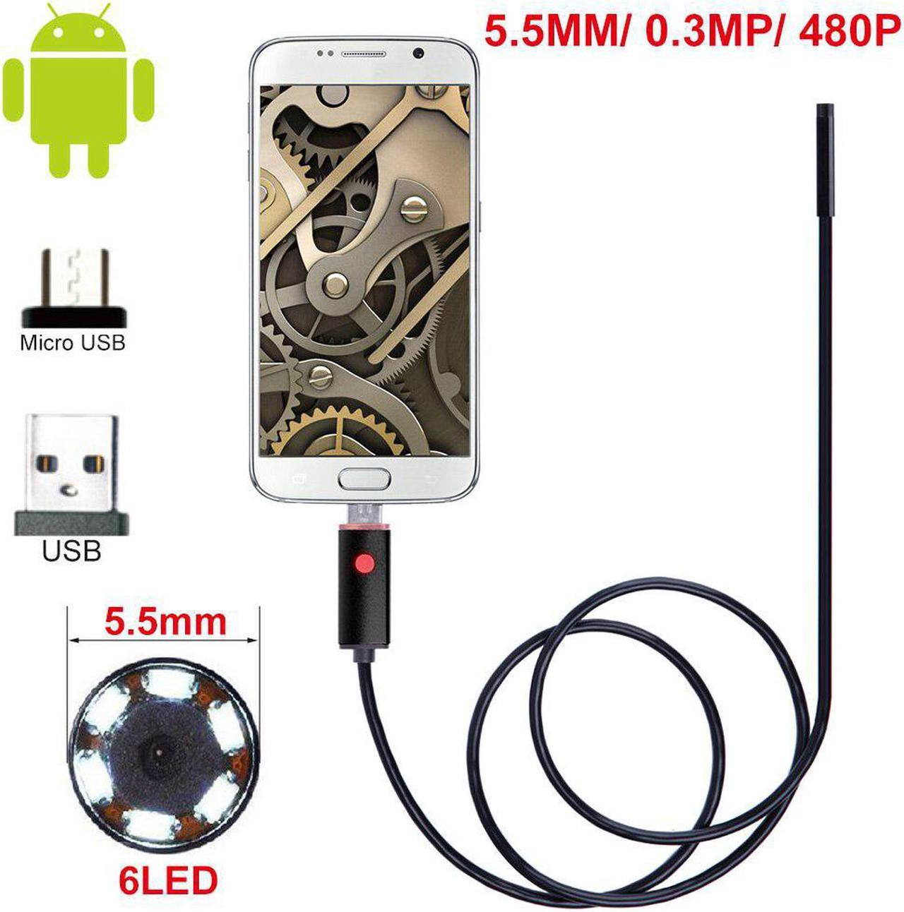 2m 5m 10m USB Waterproof Endoscope Borescope Snake Inspection Video Camera 0.3MP 480P 5.5mm Diameter Lens For PC Window