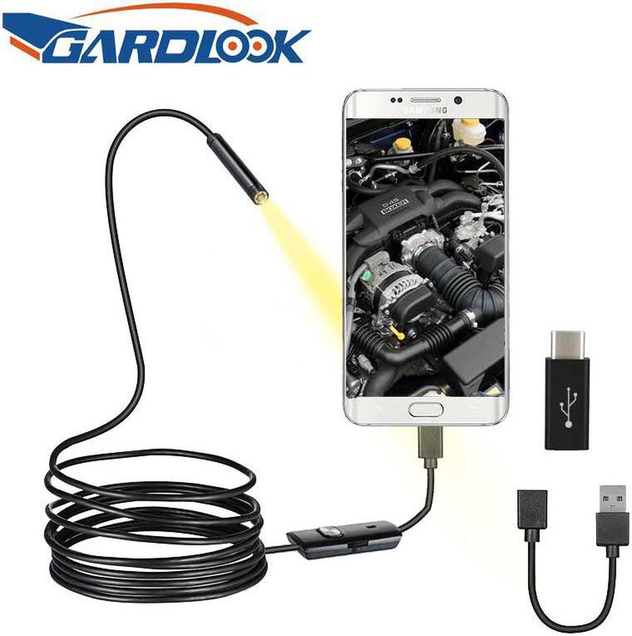 Camera 7mm Flexible IP67 Waterproof 6 Adjustable LEDs Inspection Borescope Camera Micro USB OTG Type C for Android PC