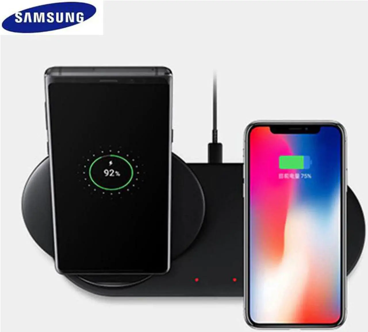 Alt view image 2 of 5 - 25W 2 in 1 Fast QI Wireless Charger Phone Charger Pad Type C Quick Charging Stand For  Galaxy Note 9 S10 S10+ Watch S2 3