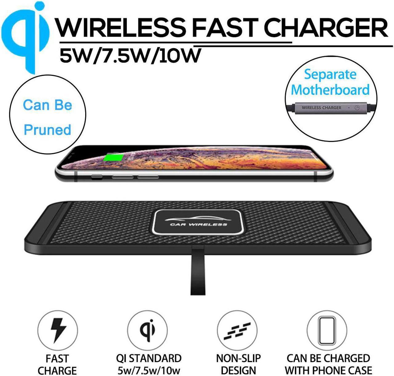 Charging 10W Qi Wireless Charger Pad for iPhone Docking Station Phone Charger for  Non-slip Mat Car Dashboard Holder