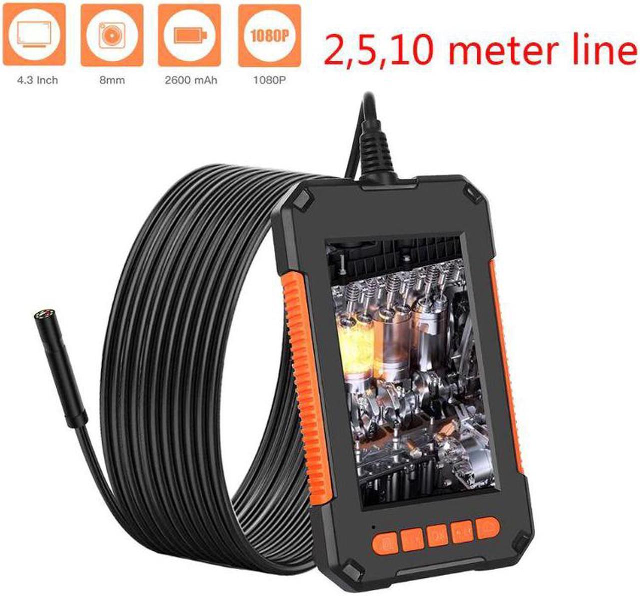 1Set 2m/5m/10m Industrial Endoscope 1080P High Definition Borescope 8mm Inspection Snake Camera with 4.3" Display Screen 8 LED L