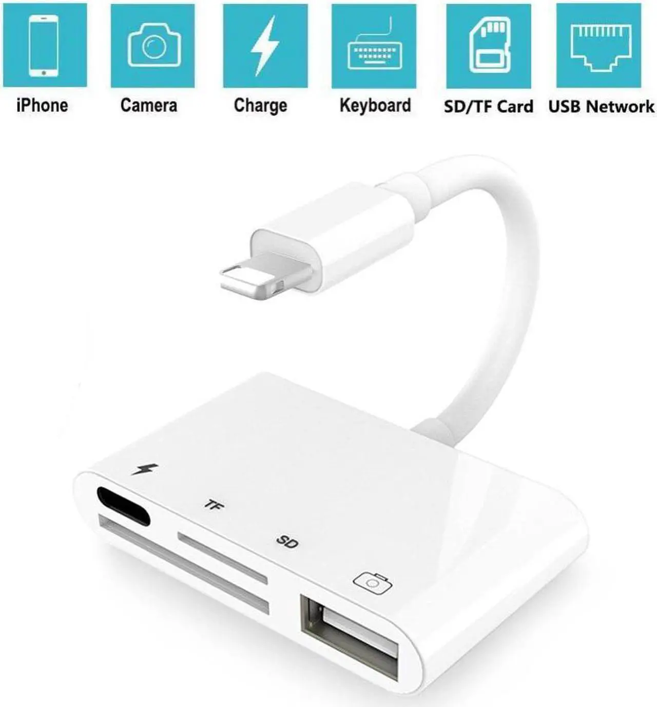 Alt view image 3 of 5 - 4 in 1 for Lightning to Audio Camera Reader Adapter Connection Kit Earphone Jack Convertor Cable For iphone X 8 7/SD/TF/HUB