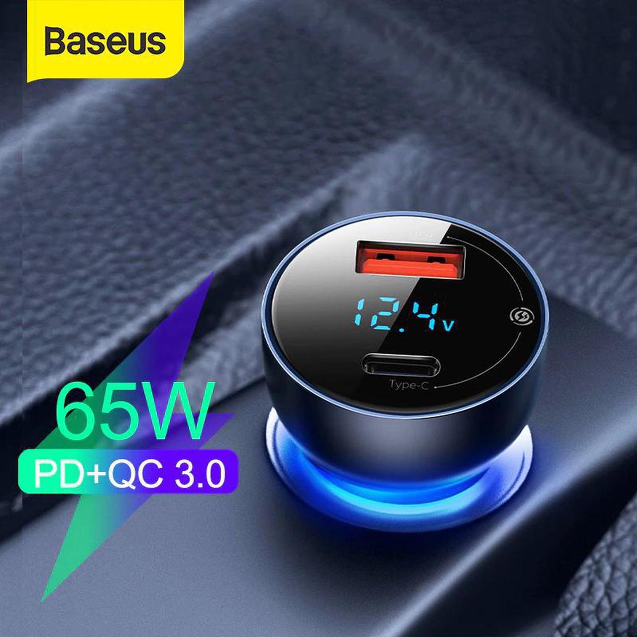 65W USB Car Charger Quick Charge 3.0 Car Charger For iPhone MacBook  Laptop LED Display Fast Phone Charger