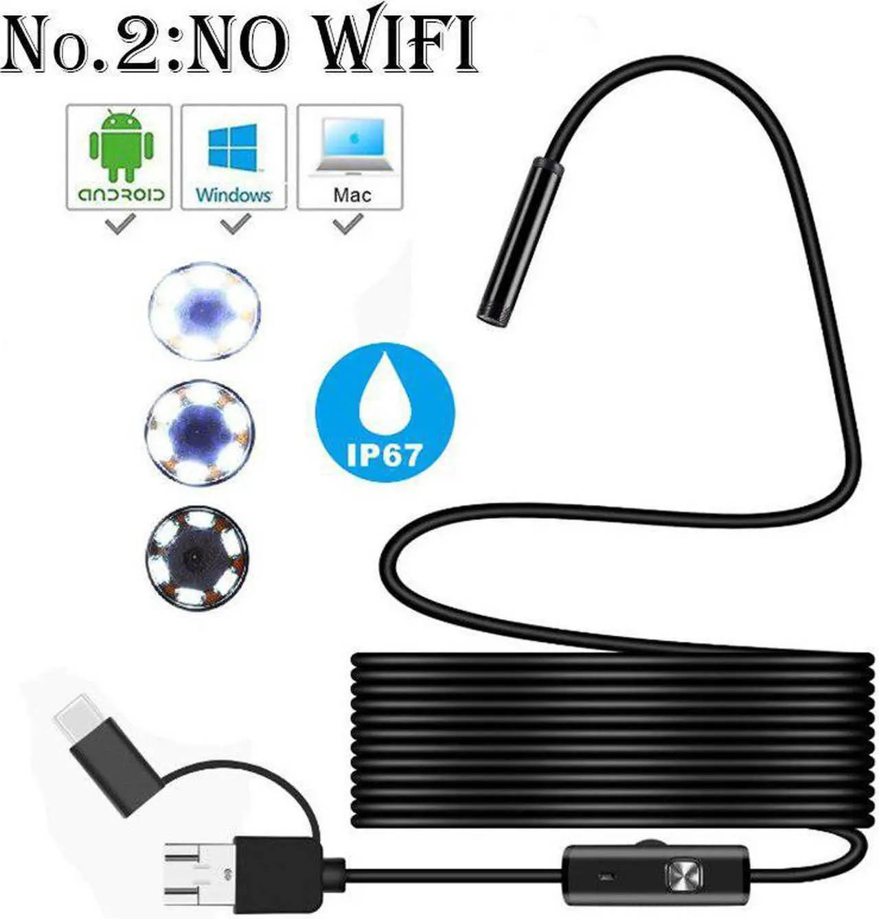 Alt view image 4 of 5 - Endoscope Camera Mini Waterproof Cable  Camera 8mm/5.5mm 2M/5M USB Endoscope Borescope IOS Endoscope For Iphone
