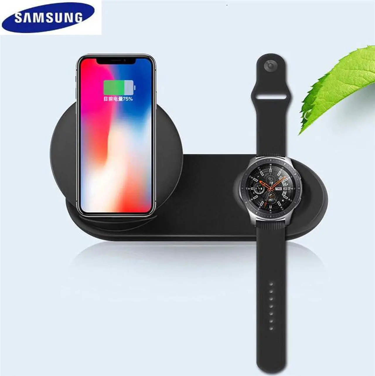 Alt view image 5 of 5 - 25W 2 in 1 Fast QI Wireless Charger Phone Charger Pad Type C Quick Charging Stand For  Galaxy Note 9 S10 S10+ Watch S2 3