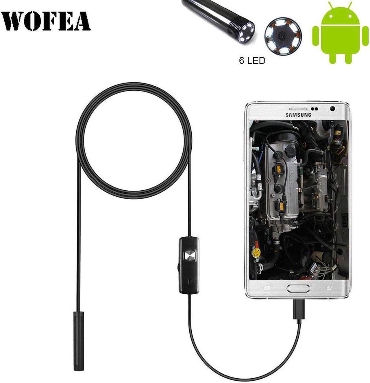 7mm Endoscope Camera Flexible IP67 Waterproof Micro USB Inspection Borescope Camera for Android PC Notebook 6LEDs Adjustable OTG