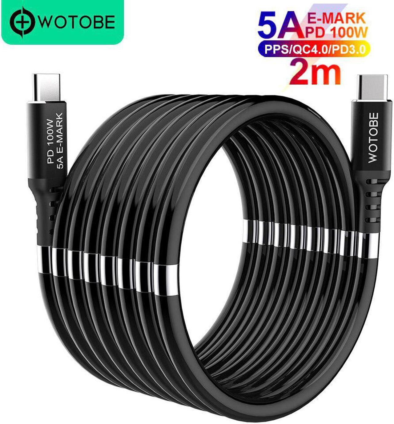 Magic rope magnetic absorption USB C cable 5A E-Mark PD100W for MacBookPro Laptop phone PD Galaxy20 PPS matebook  XPS 13/15/17