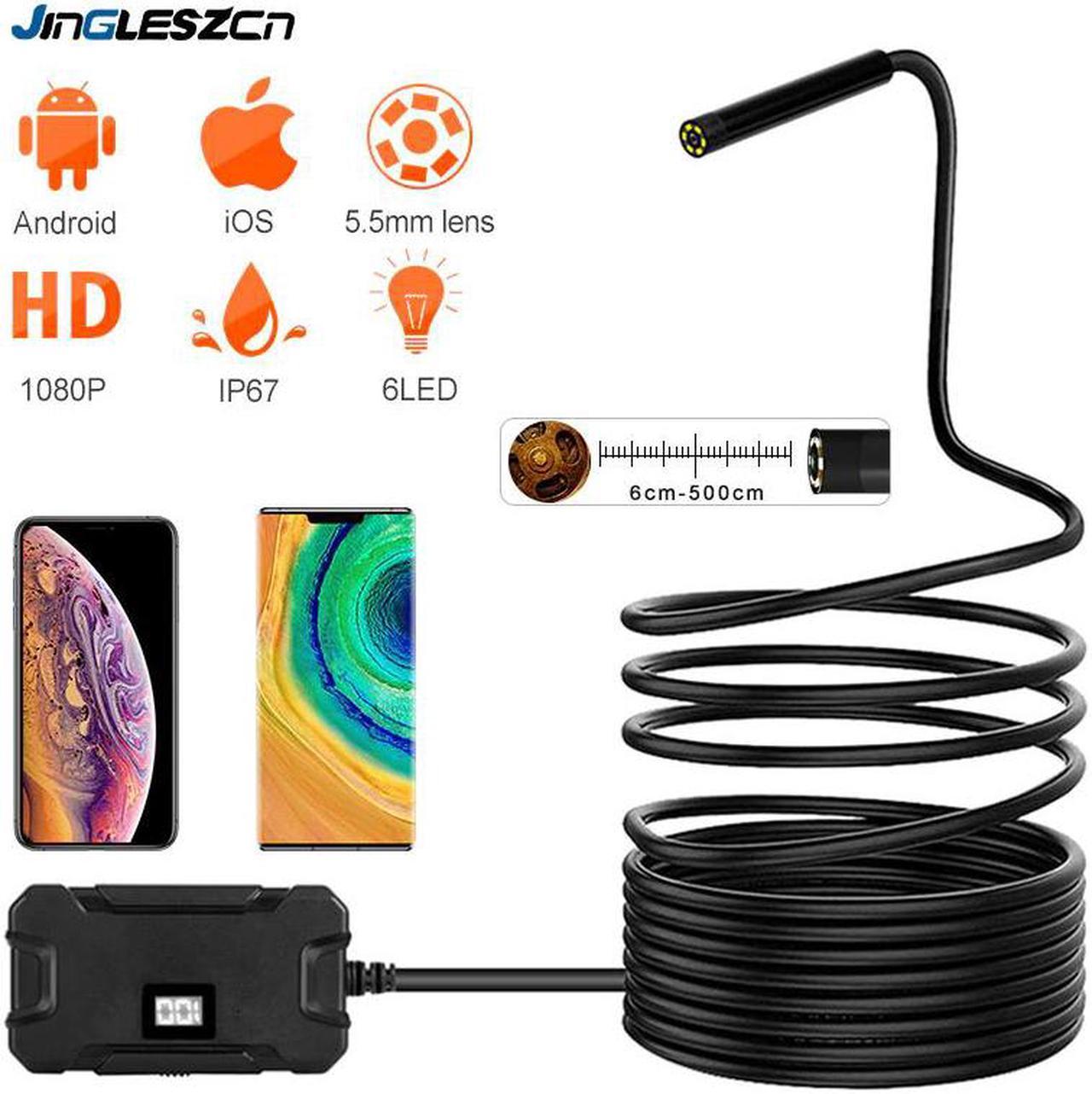 Endoscope Camera WiFi Borescope Inspection 5.5mm 2.0MP HD Waterproof Inspection Snake Camera for Android and iOS Tablet