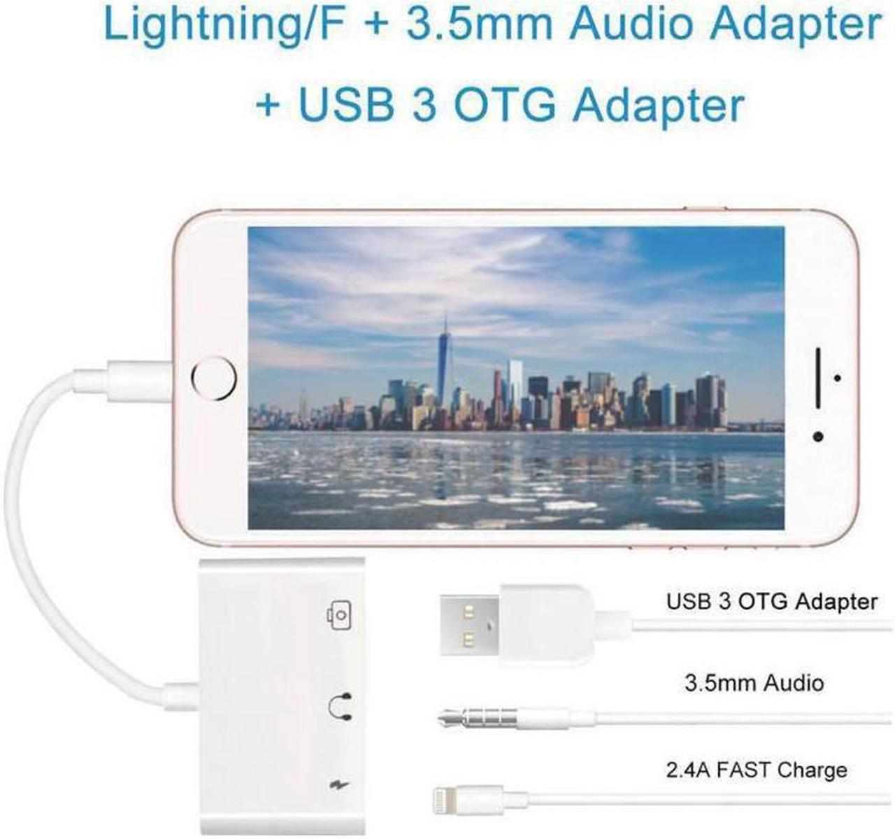 Alt view image 4 of 5 - style OTG Adapter USB 3 Camera Reader With 3.5mm Headphone Jack Connection Kits Data Sync For iPhone 11 X/XR/XS/8/7 500MA