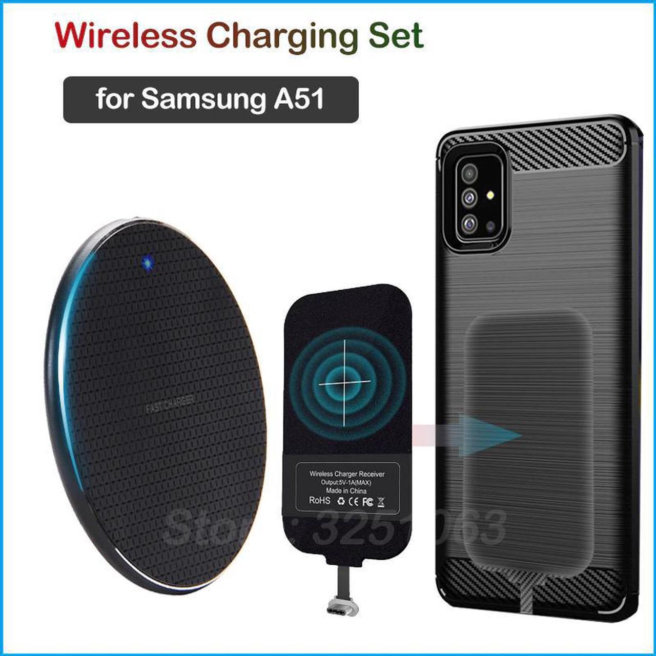 Wireless Charging Device for  Galaxy A51 Wireless Charger & USB Type C Adapter Charging Receiver Gift Phone Case A51