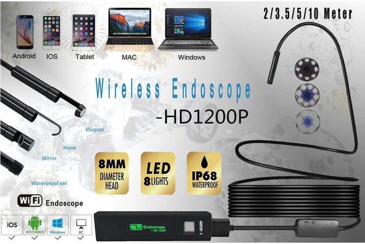 Alt view image 2 of 5 - 3.5m 7m Hard Cable USB Endoscope Video Camera HD 1200 Endoscope 8 Led IP68 Borescope Inspection for iOS Android with Magnet