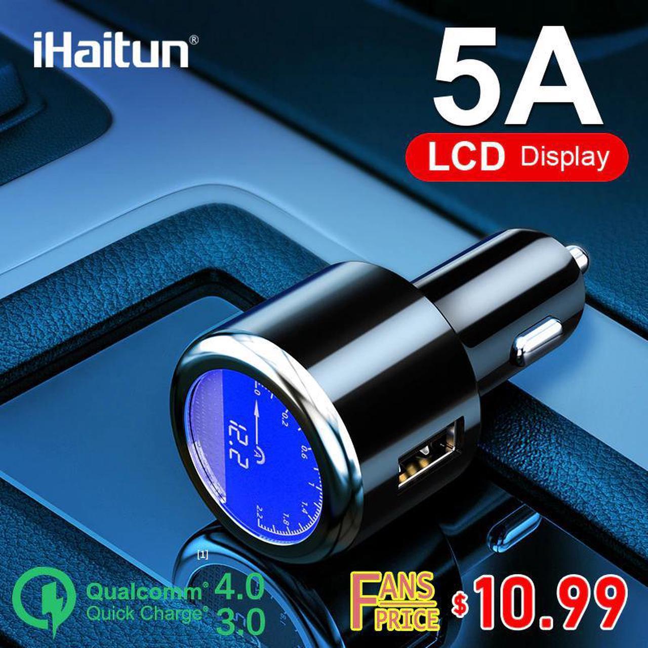 i Luxury LCD 5A USB Car Charger For  S9 S10 Quick USB 3.0 3.1 Fast Charge For iPhone 11  P30 Pro  7 X