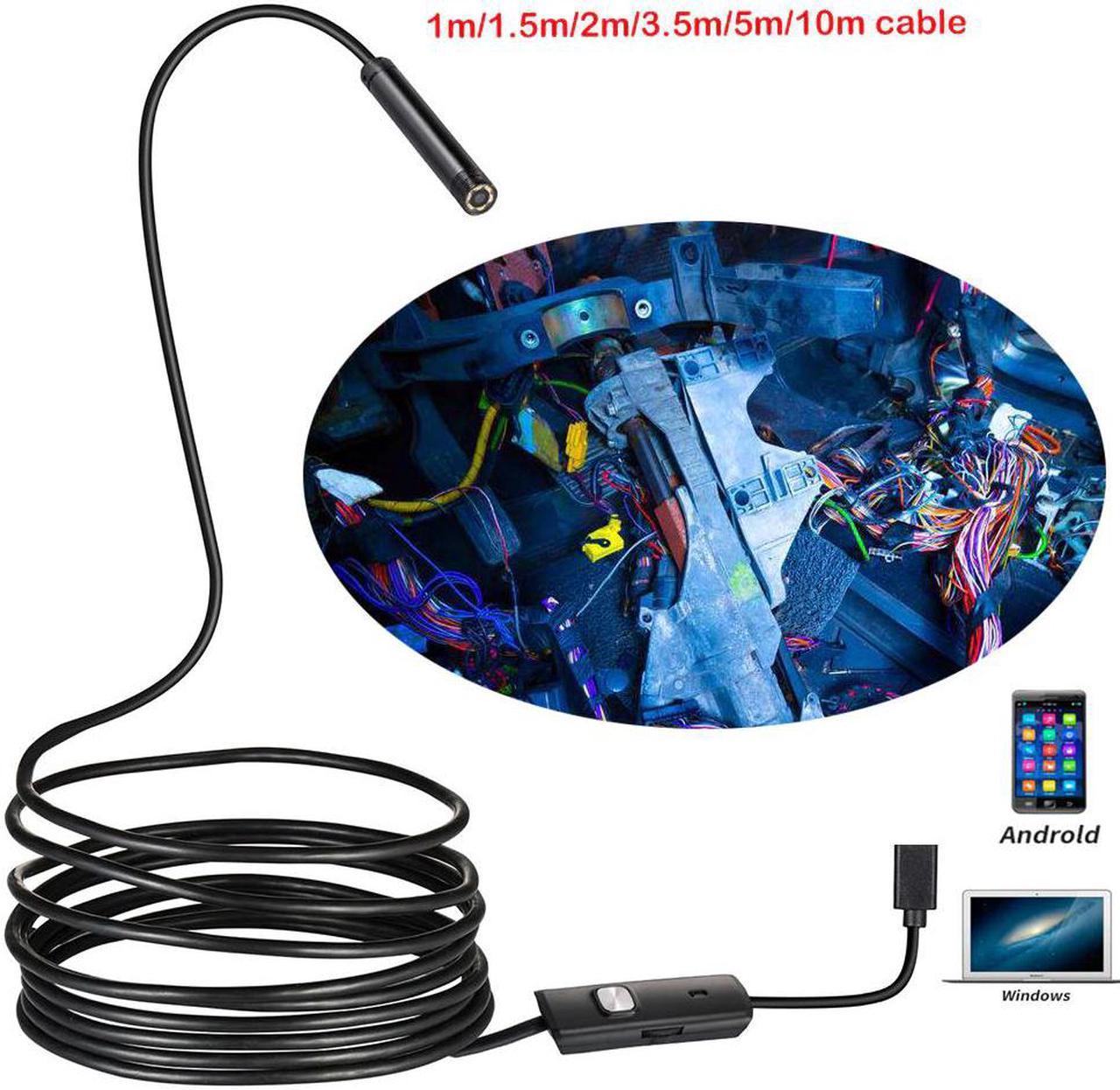 5.5mm/7mm Lens Android Endoscope Camera 1M 2M 5M Semi Rigid Hard Cable Led Light Borescope Inspect Camera For PC Android Phone