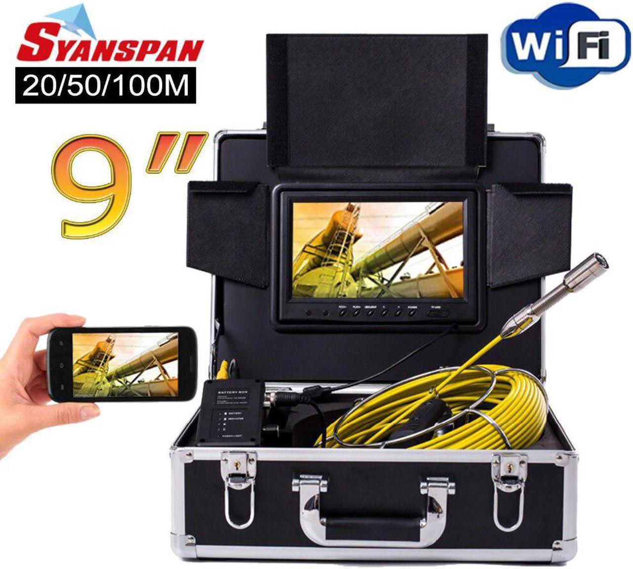 9" Wireless WiFi 20/50/100M Pipe Inspection Video Camera,Drain Sewer Pipeline Industrial Endoscope support Android/IOS