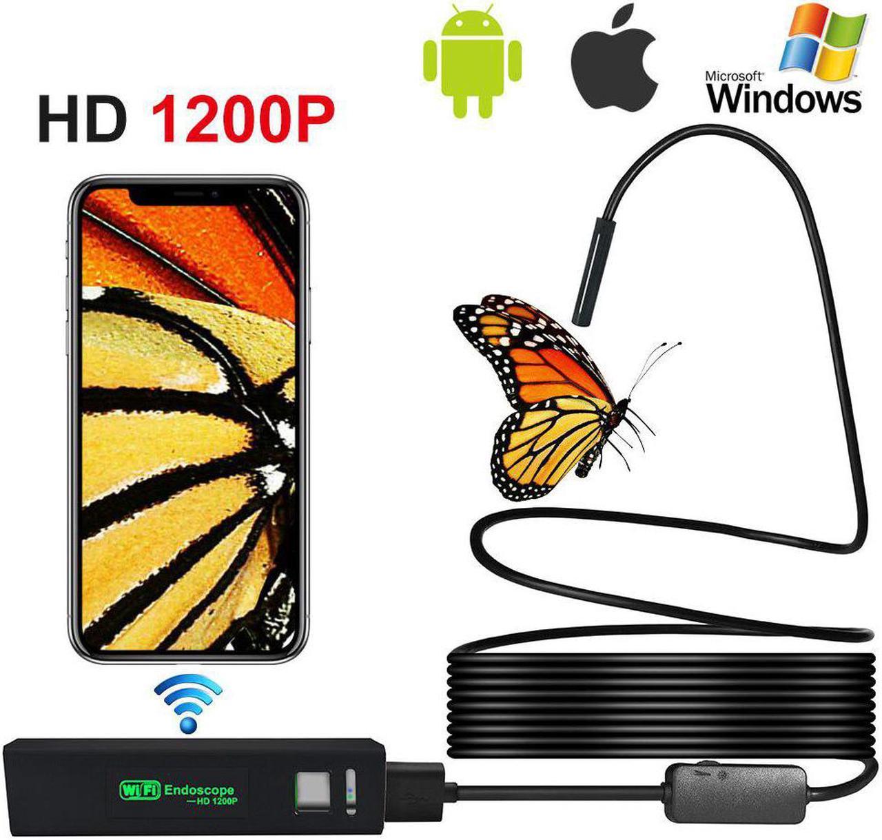 8MM HD Wifi Endoscope Android IOS Waterproof WIFI Inspection Camera Borescope Snake Video Cam Built In Battery Hard Wire