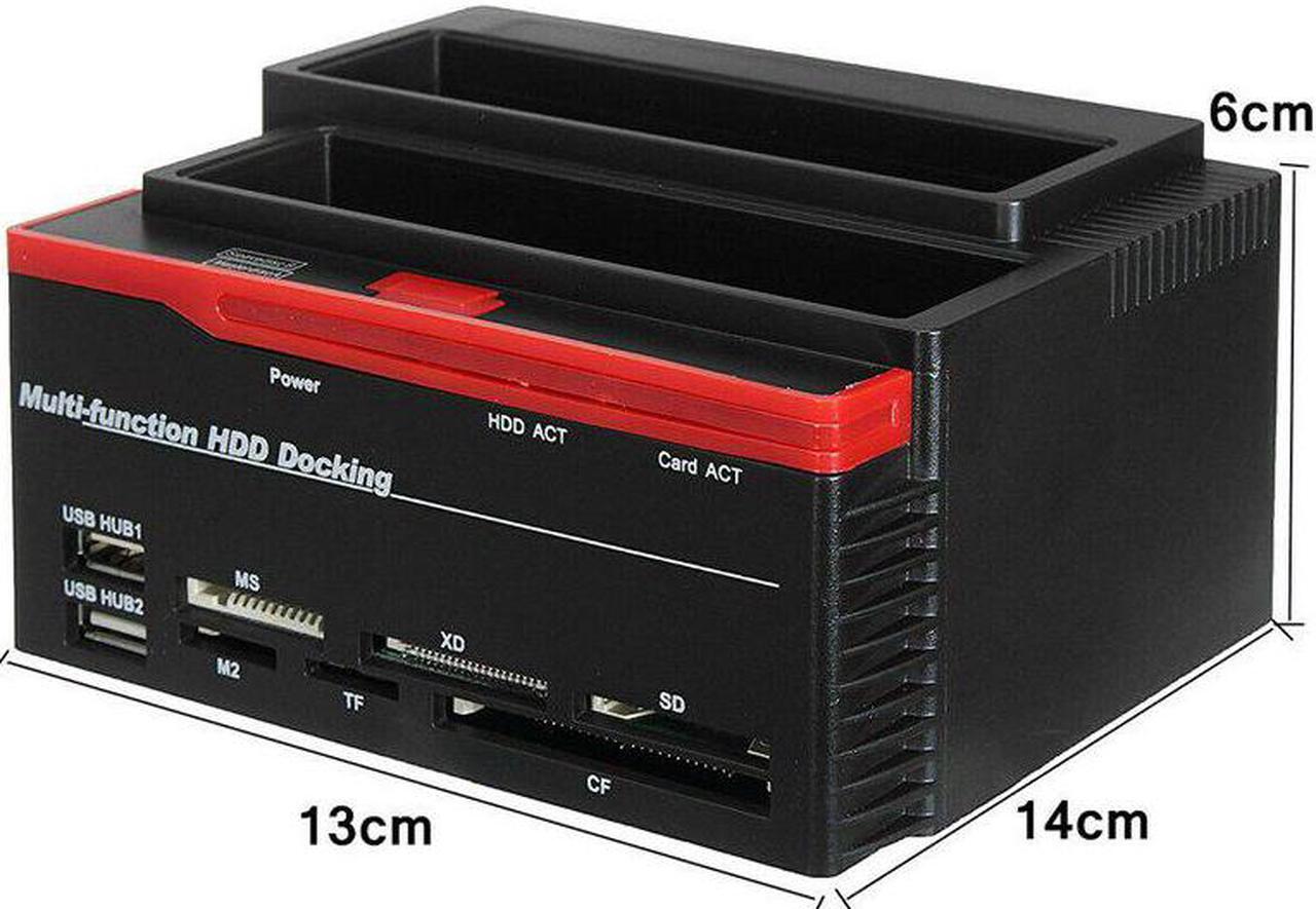 Alt view image 2 of 5 - 2.5 Inch/3.5 Inch USB 3.0 to 2 SATA 1 IDE HDD Hard Drive Docking Station Drive Disk Clone Card Reader USB3.0 M2 TF SD S