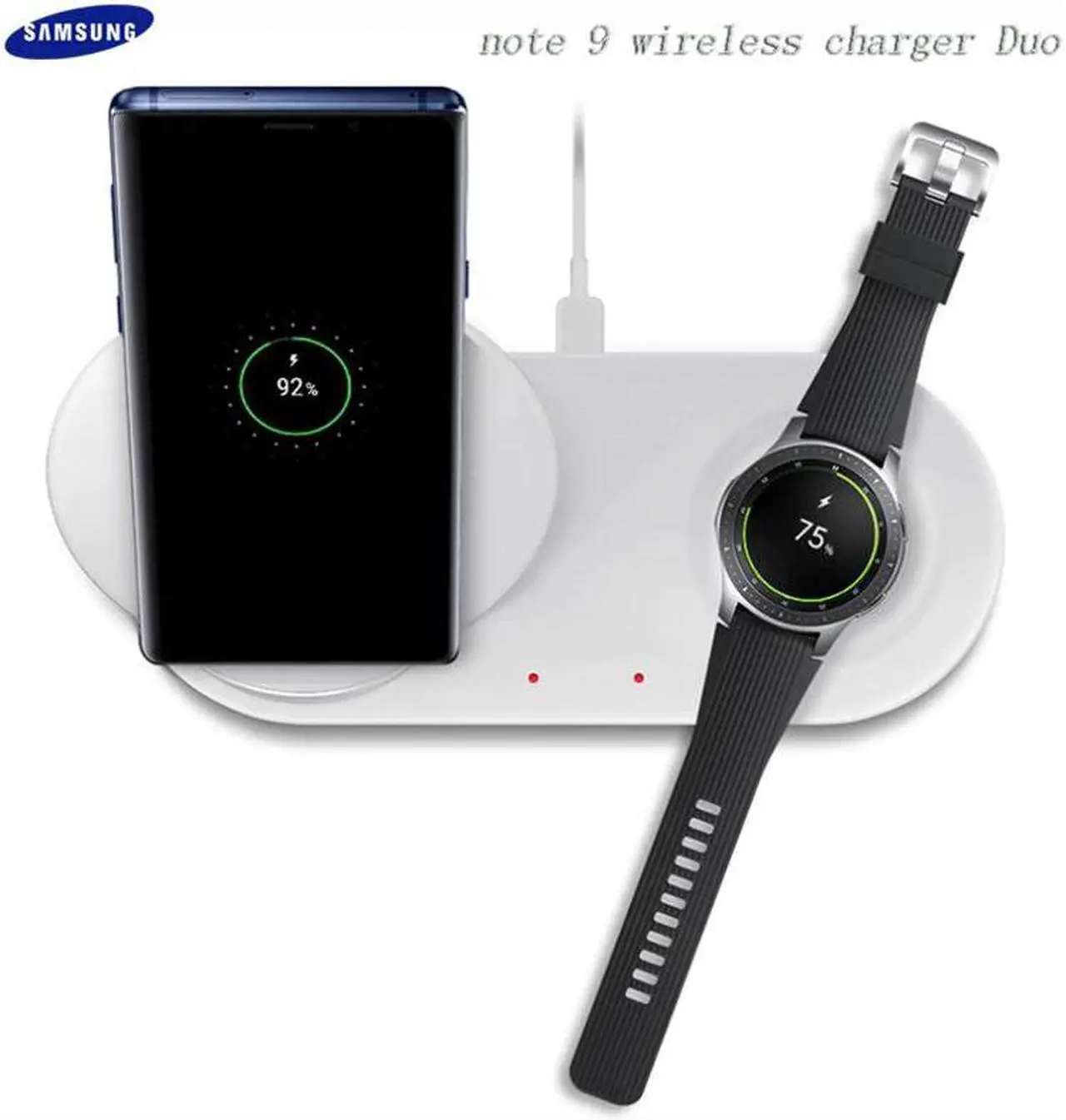 Alt view image 3 of 5 - 25W 2 in 1 Fast QI Wireless Charger Phone Charger Pad Type C Quick Charging Stand For  Galaxy Note 9 S10 S10+ Watch S2 3