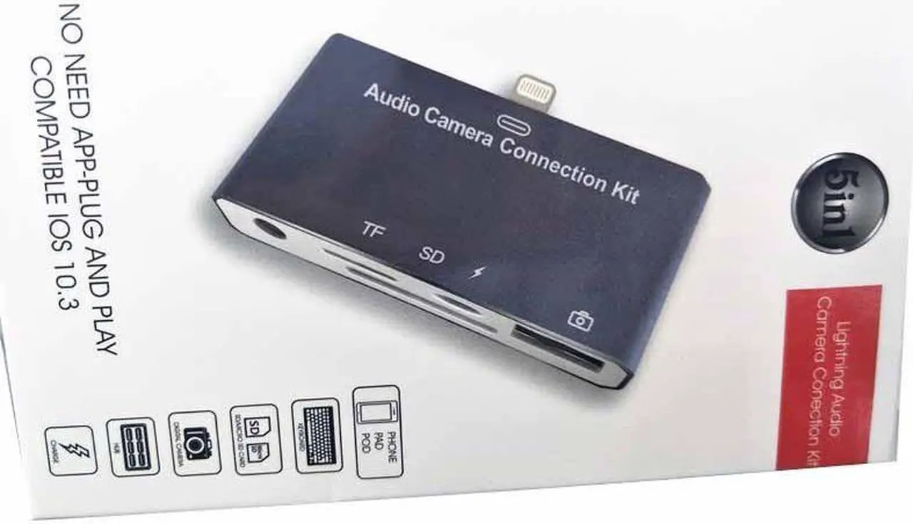 Alt view image 3 of 4 - For iPhone 11 6  7 Plus 8 8S Plus iPad Mini iPod Audio Camera Connection Kit OTG SD TF Card Reader Audio Adapter With Charging