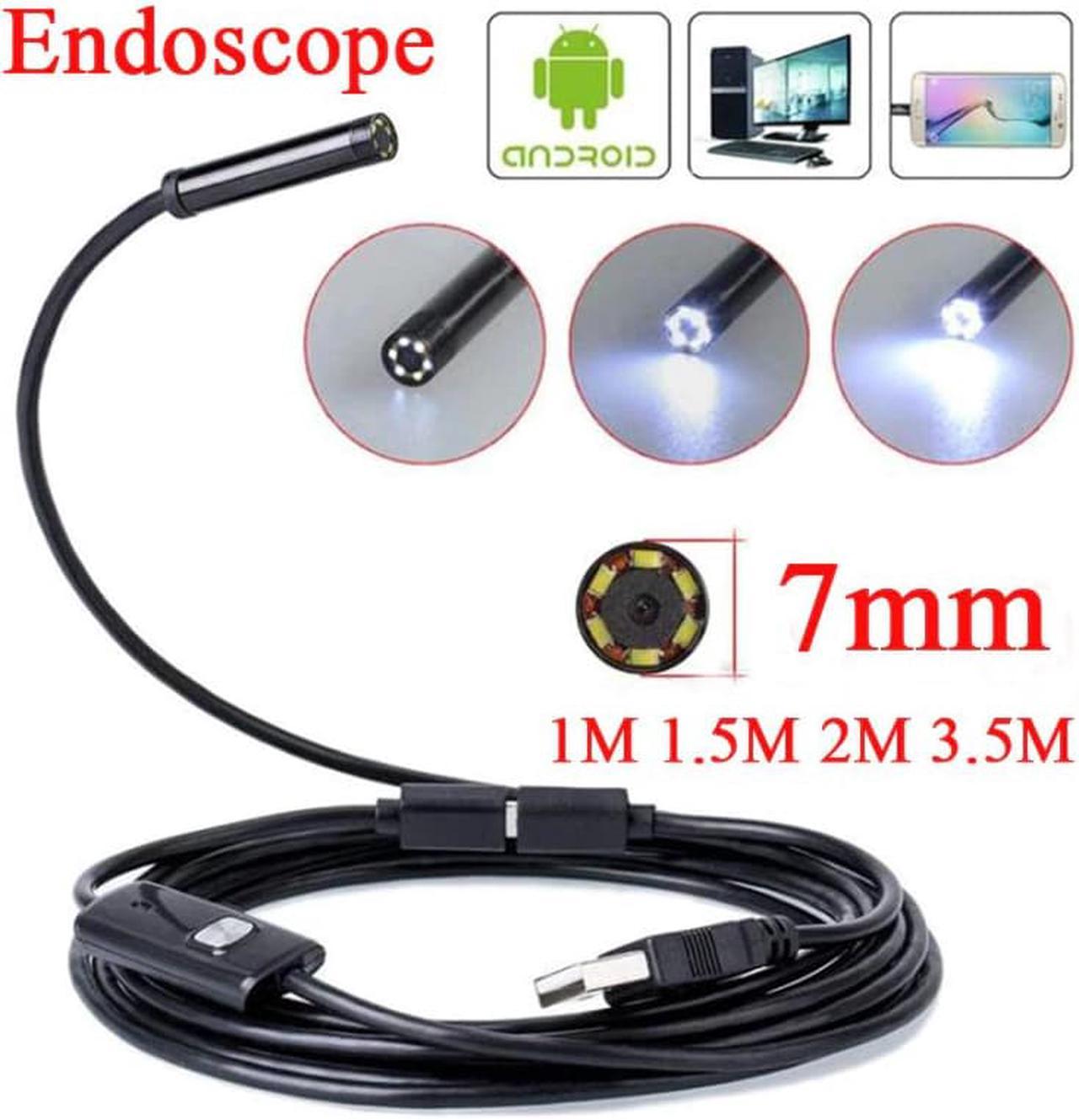 7MM Endoscope Camera Flexible USB Mini Camcorders IP67 Waterproof 6 LEDS Borescope Inspection Camera For Android PC Laptop