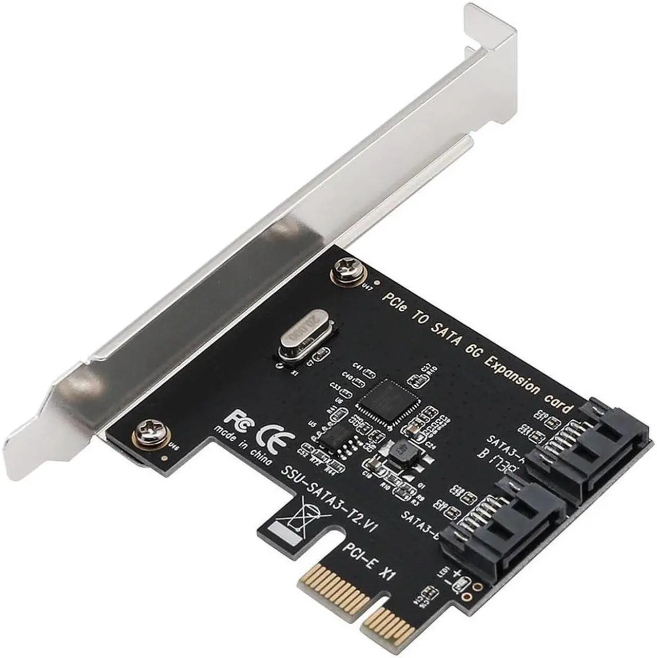 Alt view image 3 of 5 - Superspeed PCI-E 2.0 X1 To 2 Ports SATA III 6GB/s Internal Converter PCI Express Controller Adapter Card For SATA HDD SSD