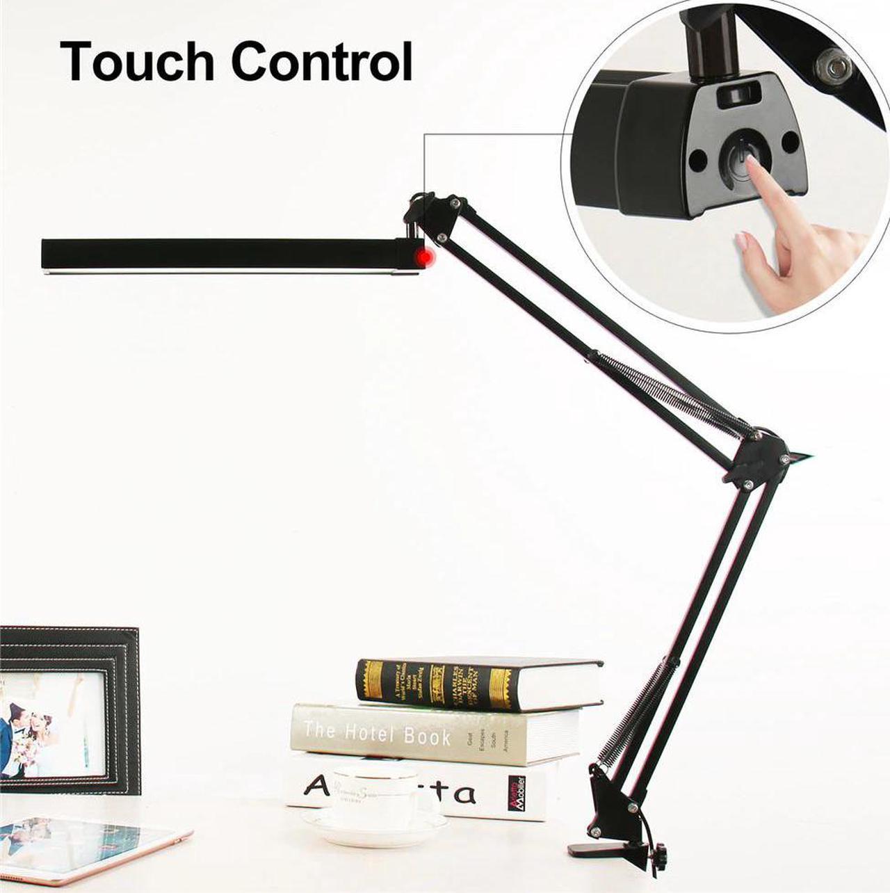 Upgraded Version A16S LED Desk Lamp 3 Colors Temperature Brightness Adjustable 10W Metal Swing Arm Dimmable Flexible Table Light