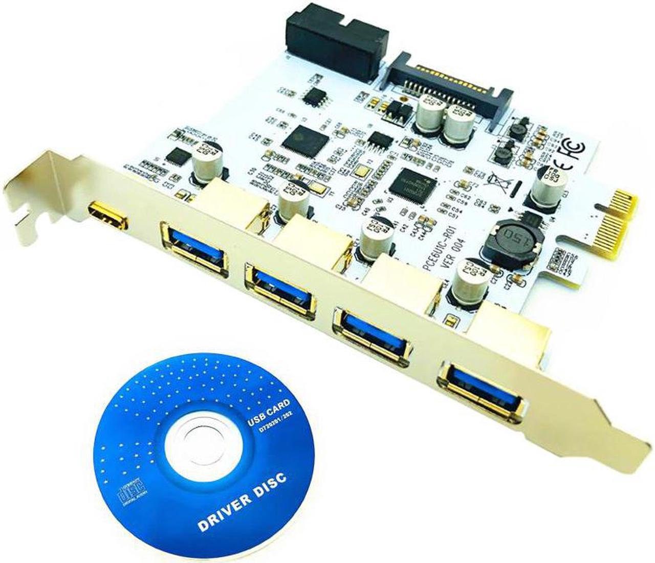 3.1 Type C PCIe Expansion Card PCI-e to 1 Type C + 4 Type A 3.0  Adapter PCI Express Riser Card with  19pin Connector