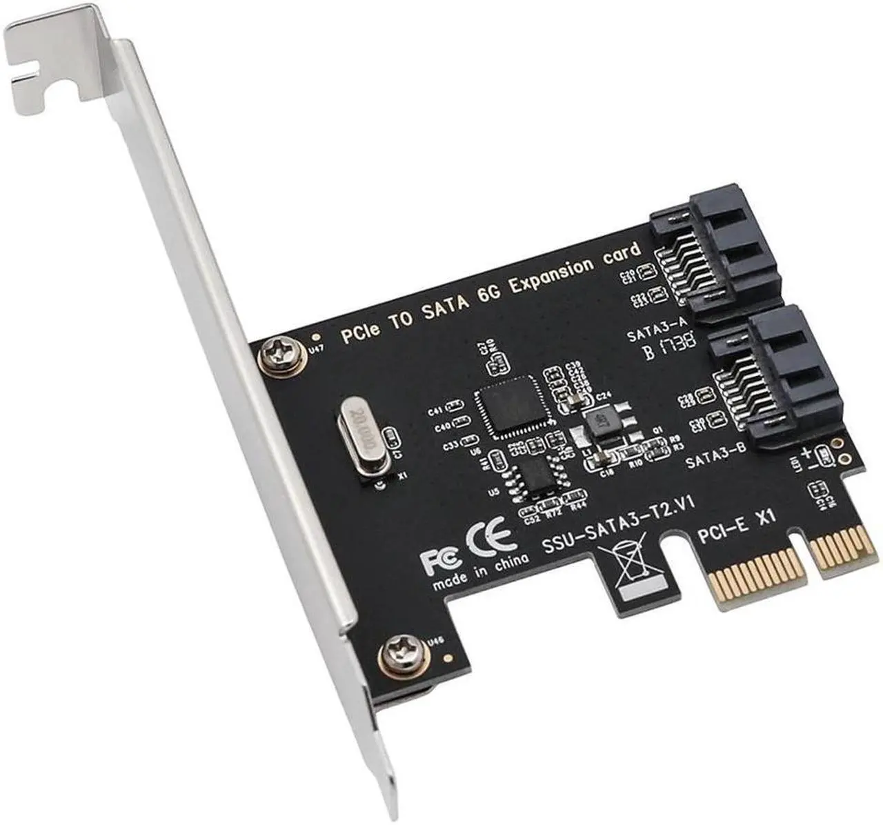 Alt view image 2 of 5 - Superspeed PCI-E 2.0 X1 To 2 Ports SATA III 6GB/s Internal Converter PCI Express Controller Adapter Card For SATA HDD SSD
