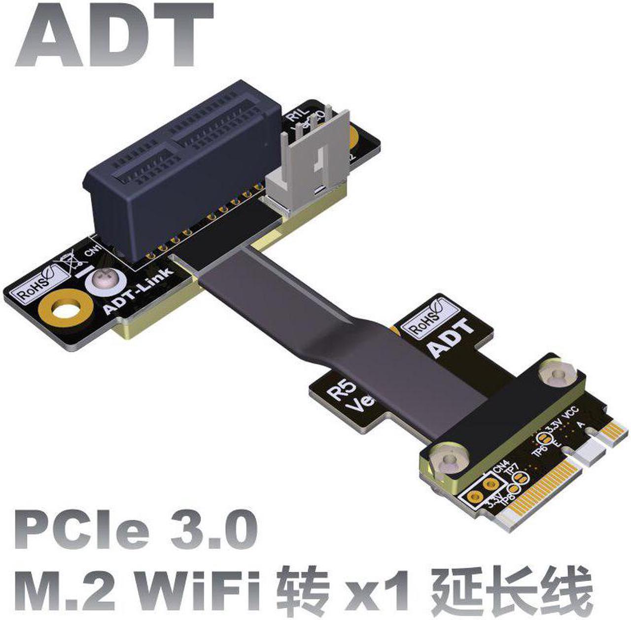 WiFi A.E key interface extension cord supports pci-e 3.0 x1 Riser Extender Adapter Card Ribbon High speed transmission