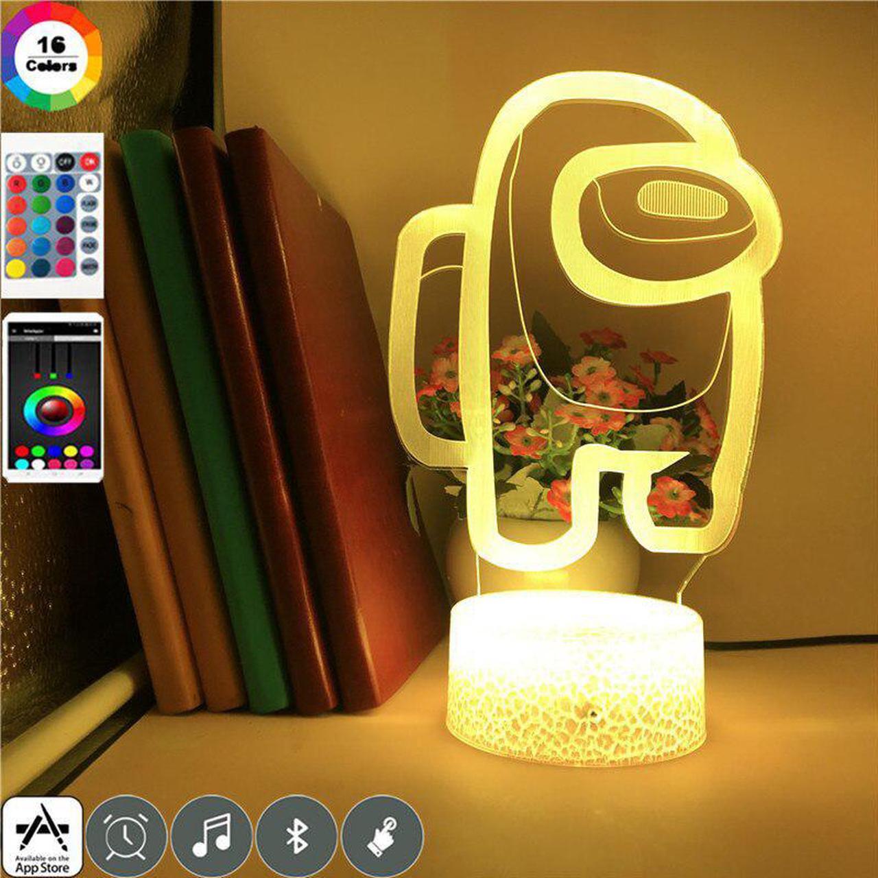 Alt view image 2 of 5 - 7 Colors Change LED Game Among Us 3D Nightlight Visual Illusion Action Figure Toys Novelty Light For Christmas Gift Table Lamp