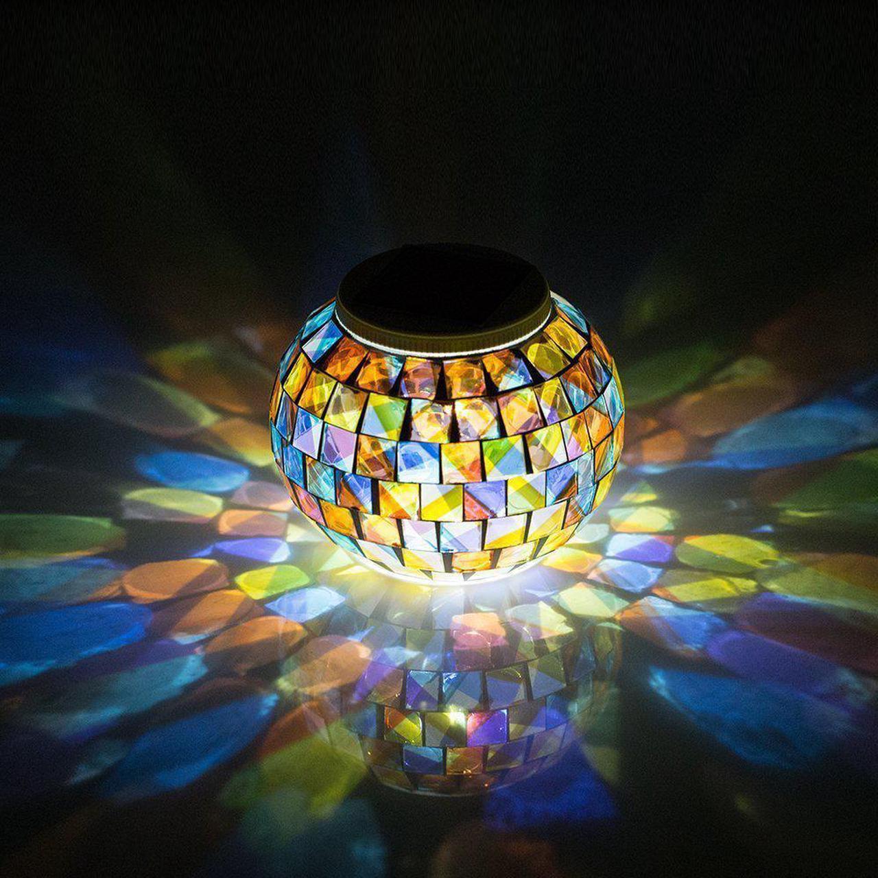 Powered Mosaic Glass Ball Garden Lights, Color Changing  Table Lamps,  Outdoor Lights for Parties Decorations