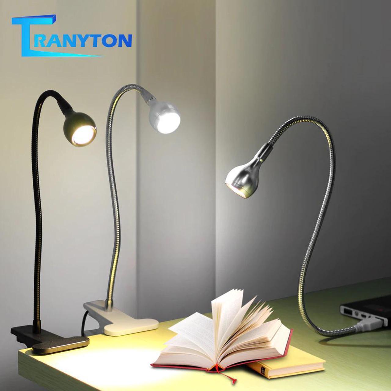 Power Clip Holder LED Book Light Desk Lamp 1W Flexible LED Reading Book Lamp Switch On/Off Table Lamp for Bedroom Study Room