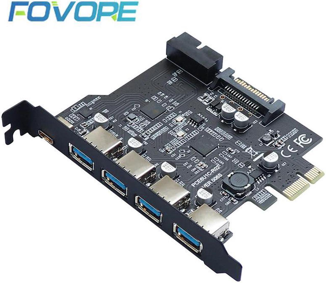 Express USB 3.0 Expansion Card Adapter -E USB 3.0 HUB Controller with 15Pin Power Supply USB3.1 Type-C E Extender Card